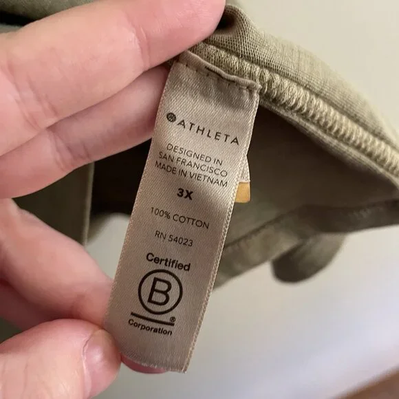 Athleta Sz 3X Olive Green Cotton Lightweight Scoop Neck Organic Daily Tank Top - Picture 9 of 11